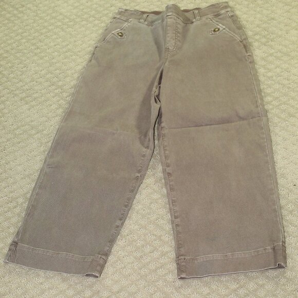 Spanx Women's M Wide Leg Capri Brown Denim Pants - Picture 1 of 7